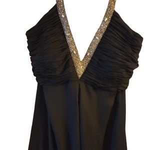 Jewel High/Low Black Chiffon Evening Dress - Size 30 - NWOT